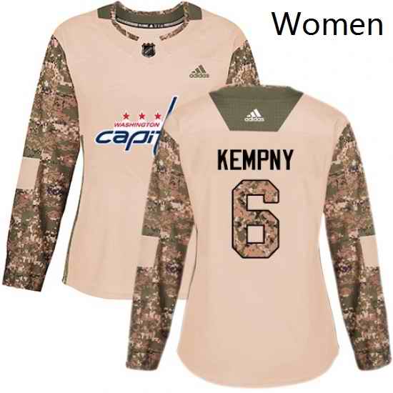 Womens Adidas Washington Capitals 6 Michal Kempny Authentic Camo Veterans Day Practice NHL Jersey